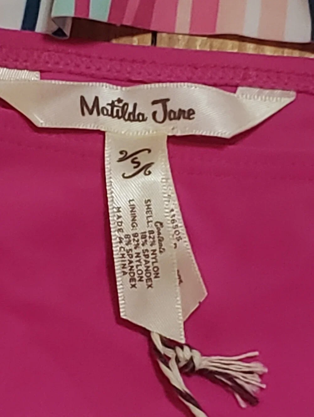 Matilda Jane Hot Pink Striped Peplum Two-Piece Swimsuit